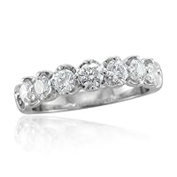 14k White Gold 7 Stone Diamond Band Ring (GH, SI3-I1, 0.50 carat)