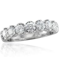 14k White Gold 7 Stone Diamond Band Ring (GH, I1-I2, 0.50 carat)