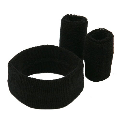 Solid Color Head and Wrist Band Set-Black W12S23E