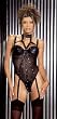 Leather and Fishnet underwire Teddy with Thong back Adjustable and detachable Garters in Small Medium Large or Queen Plus 1X 2X 3X