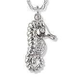 Diamond Seahorse Pendant in White Gold