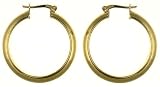Image of 9ct Yellow Gold Ladies Round Hoop Earrings