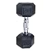 Cap Barbell Rubber Coated Hex Dumbbell with Contoured Chrome Handle (20-Pound)