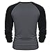 Coofandy Mens Long Sleeve T-shirt Casual Tee Cotton Raglan shirts Dark Gray Large