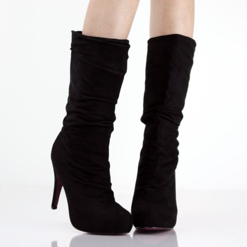 Scrunched Platform Tall Boots Womens Shoes