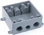Carlon E382DE T Outlet Box, Weatherproof, 2 Gang, 4.62-Inch Length by 4.62-Inch Width by 2-Inch Depth, Gray, 6-Pack