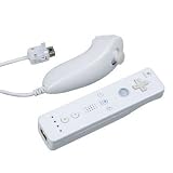 Nintendo Wii Remote and Nunchuck Controller Combo – White (Non Oem)-Includes Silicone Sleeve and Wrist Strap