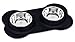 Internet's Best Bone Dog Bowl Set | Double Stainless Steel Pet Food Water Bowls | No Spill Silicone Stand | Toy Breeds | Black