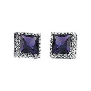 IceCarats Designer Jewelry 14K White 3/8 Ctw Diamond And Amethyst Earrings 14K White Gold