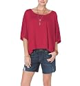 Michael Stars Slub Short Sleeve Cropped Scoop Neck Tee