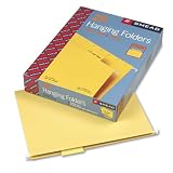 Smead Hanging Folder, Letter, 1/5 Cut Tab, Yellow, 25 per Box (64069)