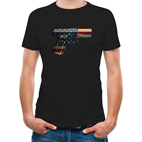 USA Pistol American Gun Flag - 4th of July - Men's T-Shirt
