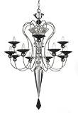 Schonbek 9662-40SP Silver / Sapphire Rhiannon Crystal Twelve Light Up Lighting Two Tier Chandelier from the Rhiannon Collection
