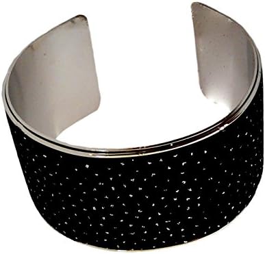 Camy Women's White Metal Bracelet With Black Outer