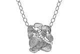 14K White Gold Matte Pendant, Enhanced with Pave Set Diamonds, Sliding on a 16'' Open-link Hammered-Finish Chain Necklace. (0.15 c.t.t.w., GH-Color, SI-Clarity).