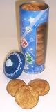 Gourmet Food : Scott's Cakes 1 lb. Snicker Doodle Cookies in a Blue Christmas Canister