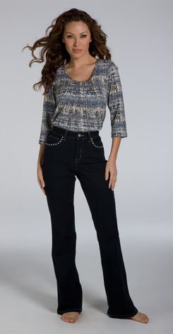Miraclebody Studded Plantation Wash Denim Mid Rise Boot Jean