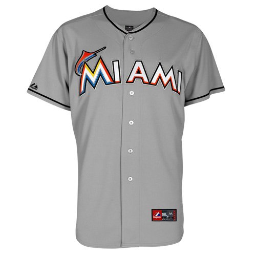Majestic Miami Marlins Replica Jersey - Gray (Medium)