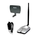 Alfa AWUS036H High power 1000mW 1W 802.11b/g High Gain USB Wireless Long-Rang WiFi network Adapter with 5dBi Rubber Antenna and a 7dBi Panel Antenna and Suction cup / Clip Window Mount - for Wardriving & Range Extension *Strongest on the Market*