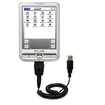 Coiled Power Hot Sync and Charge USB Data Cable w/ Tip Exchange for the Sony Clie SJ20 - Gomadic Brand
