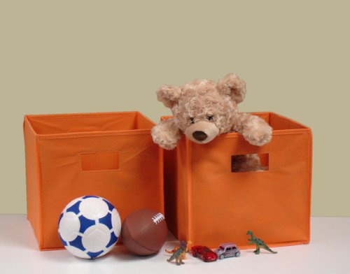 Sourcing Solutions 2-Piece Folding Storage Bins Set, Orange with Open Handles