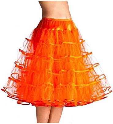 Lysly Vintage 50s Tea Length Adjustable Underskirt Petticoat Crinoline Slip (Large/X-Large, Orange)