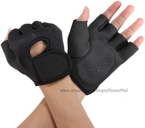 Hot GYM Weightlifting Exercise Half Finger Sport Cycling Fitness Gloves (Black, L)