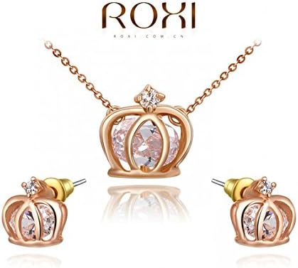 USMagic Fashion Women Imperial Crown Sets % Hand Made Fashion Gold Plated Jewelry Earrings Necklace