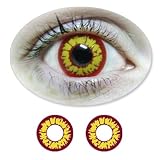 Red / Yellow Werewolf Eyes Motif Lenses from BIONORA 1 Year use including Lens Case