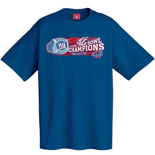 Buy New York Giants Royal Blue Super Bowl XLII Champions Time to Shine T-shirt by Football Fanatics
