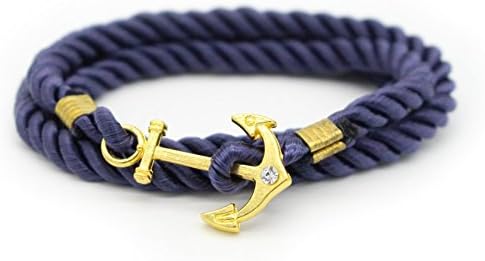 Hallery Alloy Diamond DIY Twining Weave Gilded Anchors Leather Bracelets(No.22)