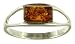 Silver Ladies Rectangular Amber Split Shoulder Ring