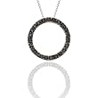 10K White Gold 1/5 ct. Black Diamond Circle Pendant with Chain