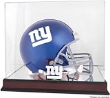 New York Giants Mahogany Helmet Logo Display Case and Mirror Bottom and Back