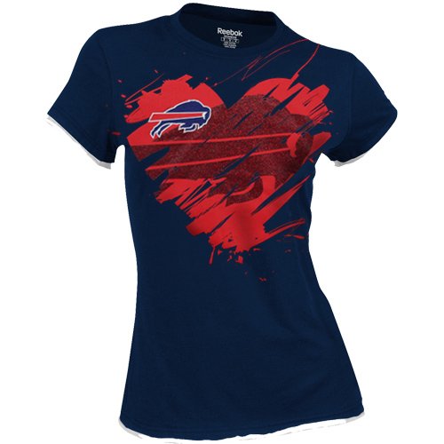 Reebok Buffalo Bills Ladies Splash of Love Double Layer T-Shirt - Navy Blue (XXXX-Large)