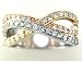 14K Tri Color Diamond "X" Band