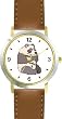 Cartoon Giant Panda or Panda Bear Animal - WATCHBUDDY&reg; DELUXE TWO-TONE THEME WATCH - Arabic Numbers - Brown Leather Strap-Size-Large ( Men's Size or Jumbo Women's Size )