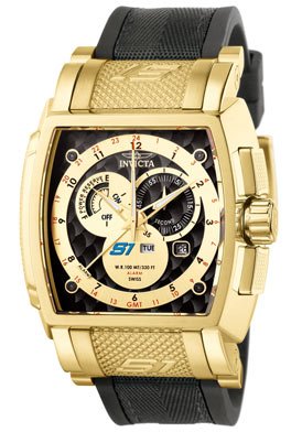 Invicta Men's 6216 S1 Collection GMT 18k Gold-Plated Black Rubber and Fabric Watch