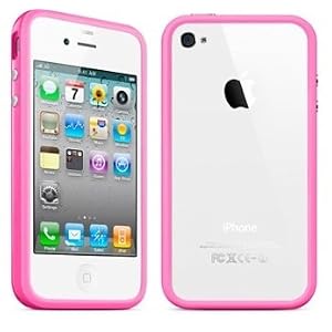 Pink iPhone 4 / 4S Rim Bumper, case, cover with Chrome Buttons Dual Silicone by iGadgets