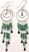Sterling Silver GREEN Beaded Chandelier Hoop Earrings