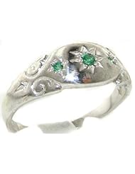 925 Solid Sterling Silver Natural Emerald Antique style Gypsy band Ring - Finger Sizes 4 to 12 Available