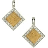 Ld Diamond Shaped Button Style Earrings with Pave