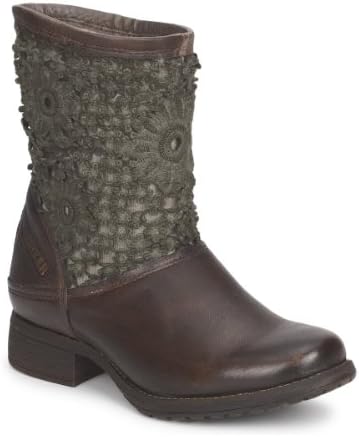 Bunker Women's Floral Mint Green Crochet Fabric & Leather Pull-On Ankle Boot