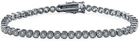 .925 Sterling Silver 7" Women's Tennis Bracelet Set in CZ Stones and Bezel Setting