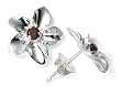 Sterling Silver and Garnet Flower Earrings by Zina