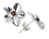Sterling Silver and Garnet Flower Earrings by Zina