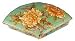 Hand painted chinese fan shaped porcelain trinket box with lid - soft green and orange flowers