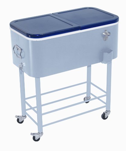 Rio Brands Entertainer Jr. Rolling Party Cooler (77 Quarts, Blue)