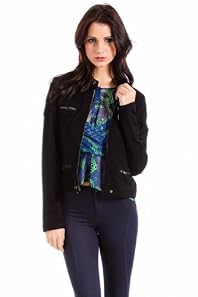 Romeo and Juliet Couture Casual Faux Pocket Half Coat in Black