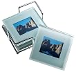 Global Decor Photo Frame Glass Coasters in Chrome Stand, Set of 4